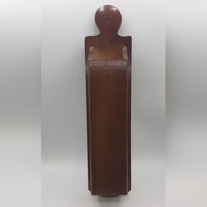 Vintage NEW in Box Wooden Long Matchstick Holder Wall Mount Fireplace Decor